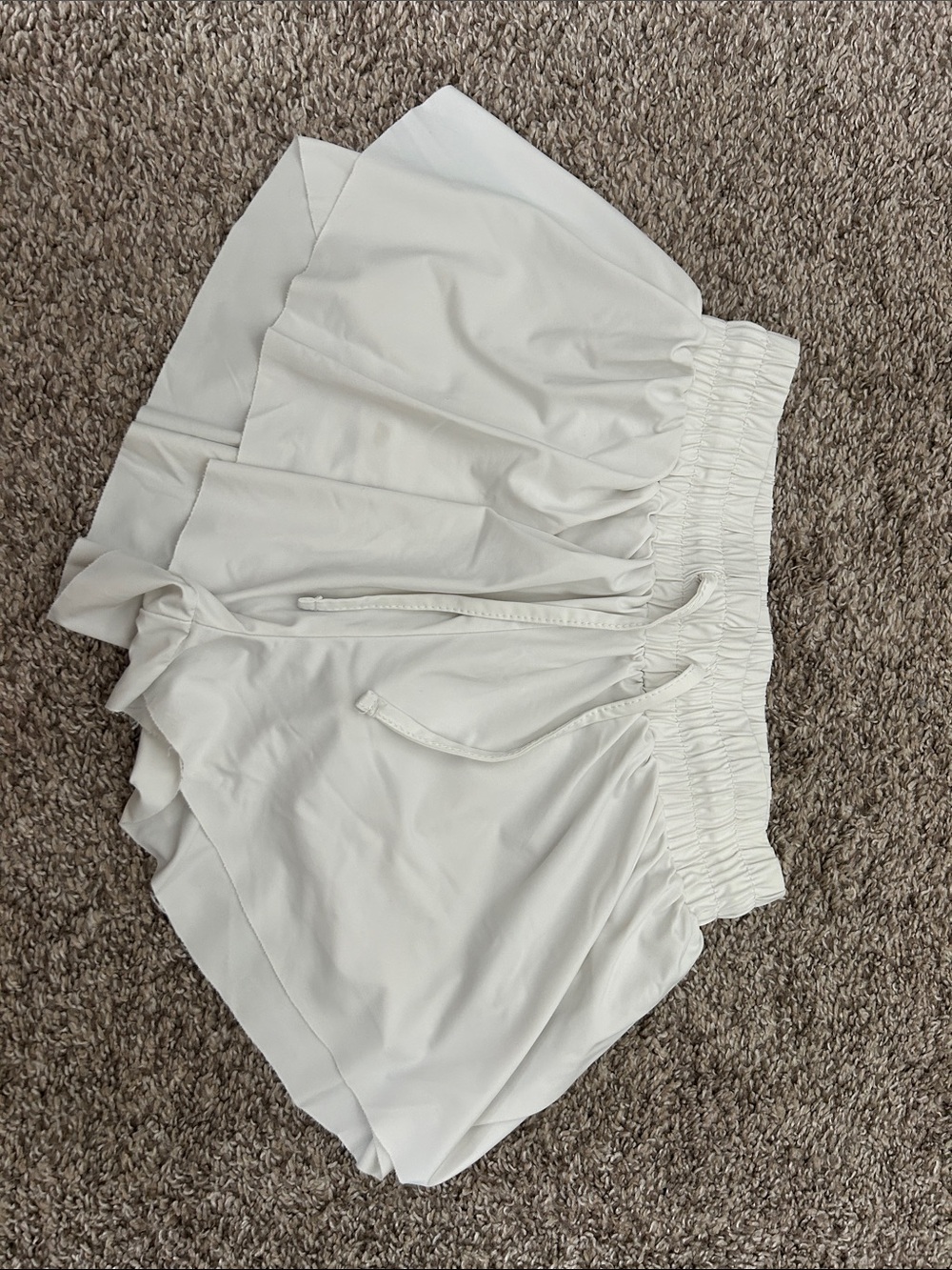 Girls' White Ruffle Hem Drawstring Shorts